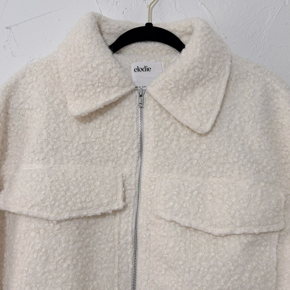 Elodie Women's Minimalist Cozy Full Zip Boucle Cream Jacket Sz XL - Picture 3 of 12